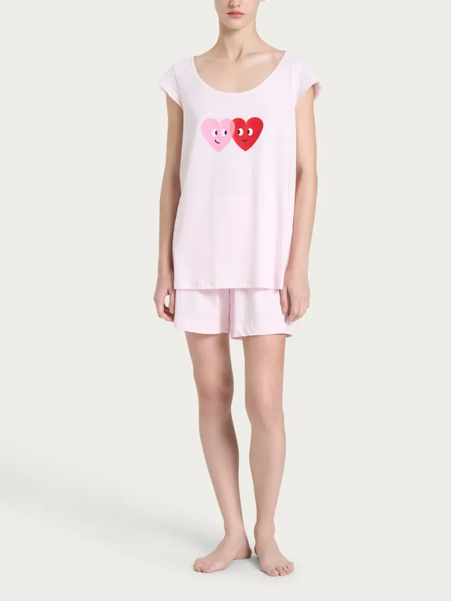 Ragno Jersey Cotone Pigiama corto donna Pink a Boo puro cotone