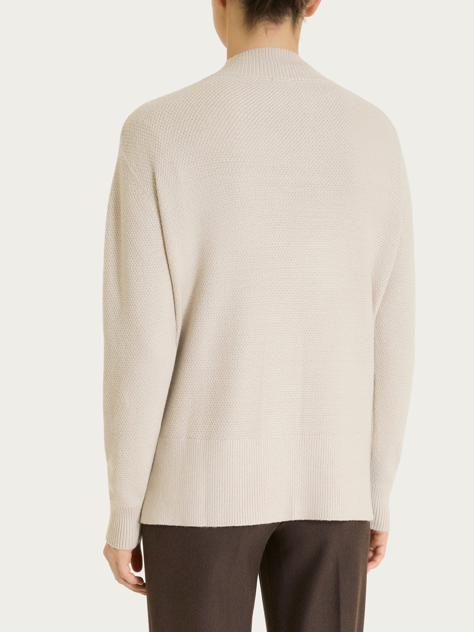 Ragno cardigan scollo V punto riso wool champignon
