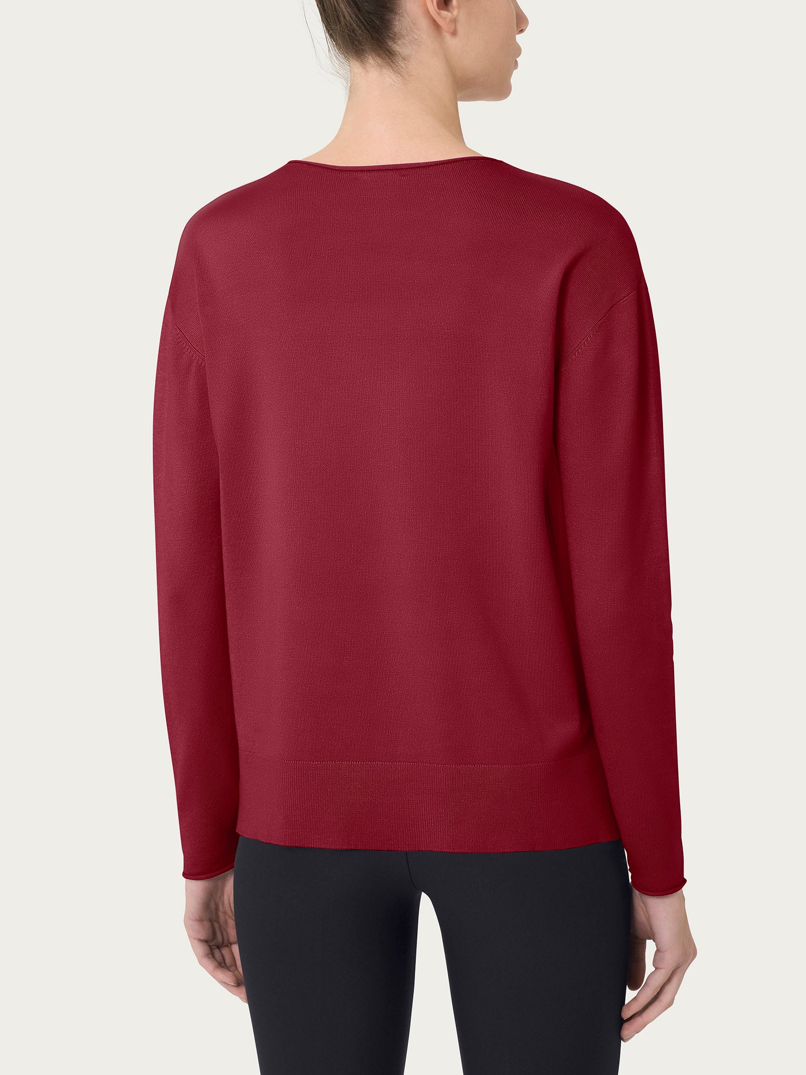 Ragno Four Seasons maglia girocollo asimmetrica Tibetan Red viscosa