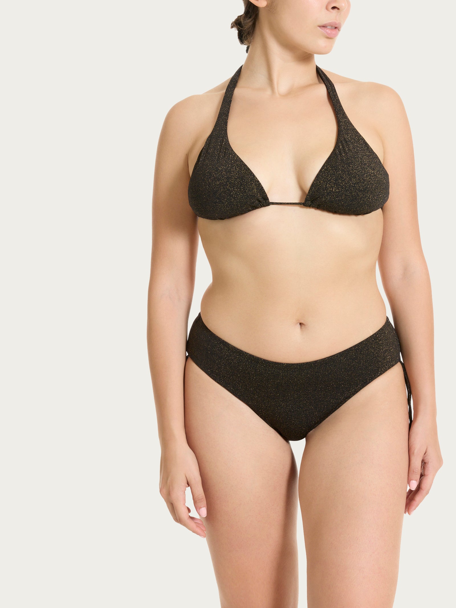 Ragno Reggiseno Triangolo Microfibra Lurex Nero Coppe Estraibili