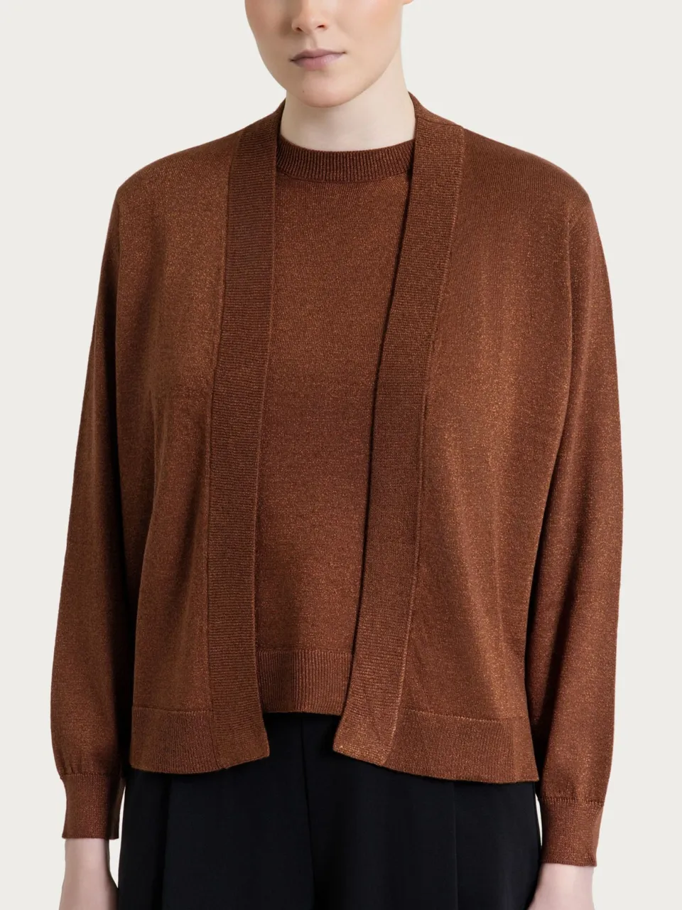 Ragno Cardigan Aperto Lurex Summertime Cappuccino