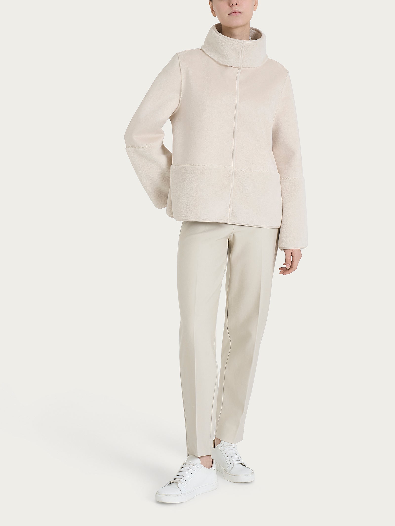 Ragno giacca corta double-face champignon in shearling
