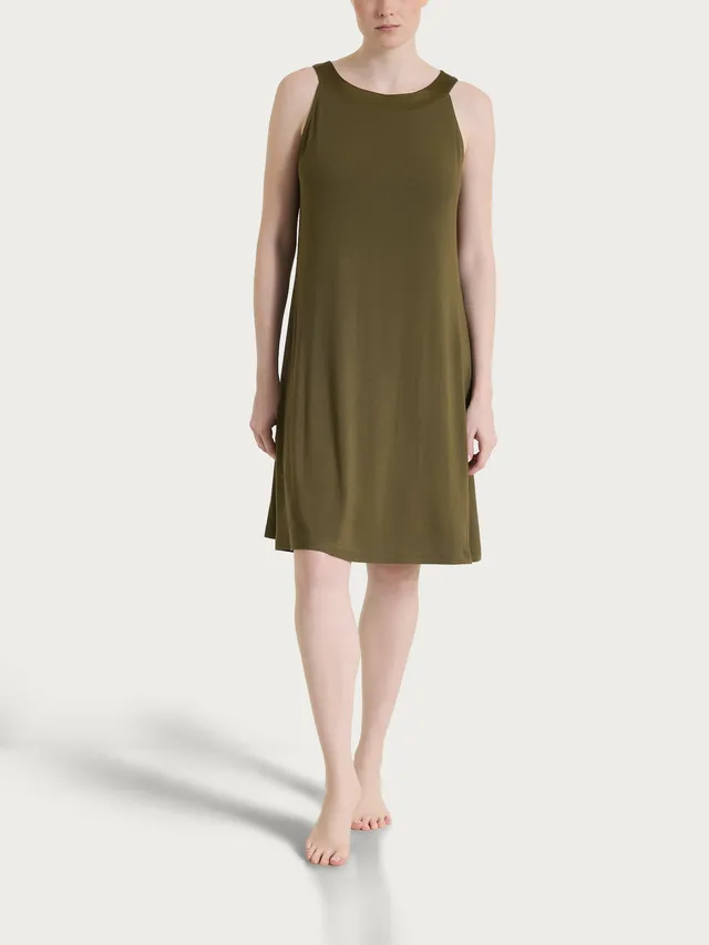 Ragno Viscosa Summer Abito Smanicato Dark Olive Fresco