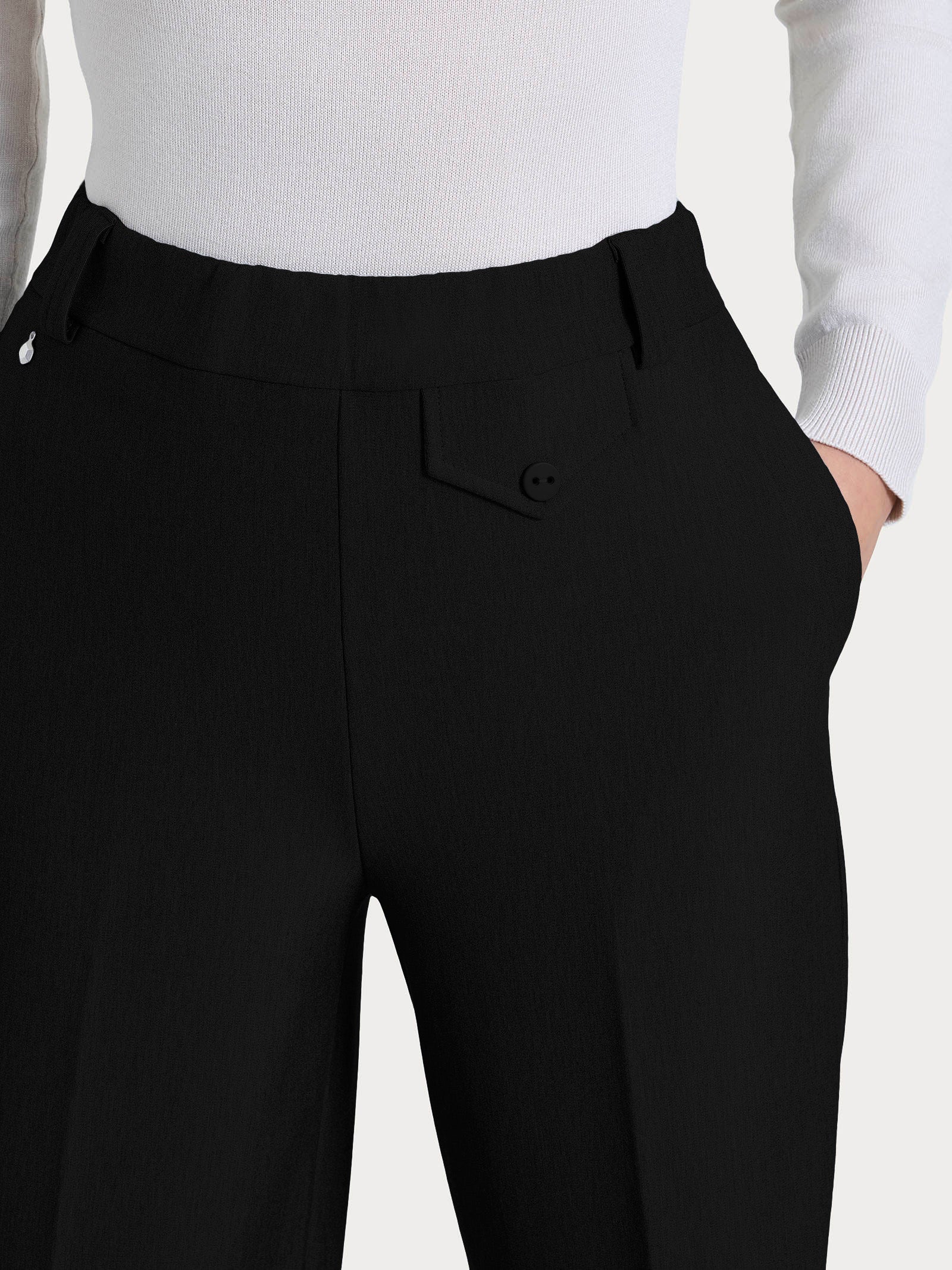 Ragno Compact pantalone palazzo con taschino Nero elasticizzato