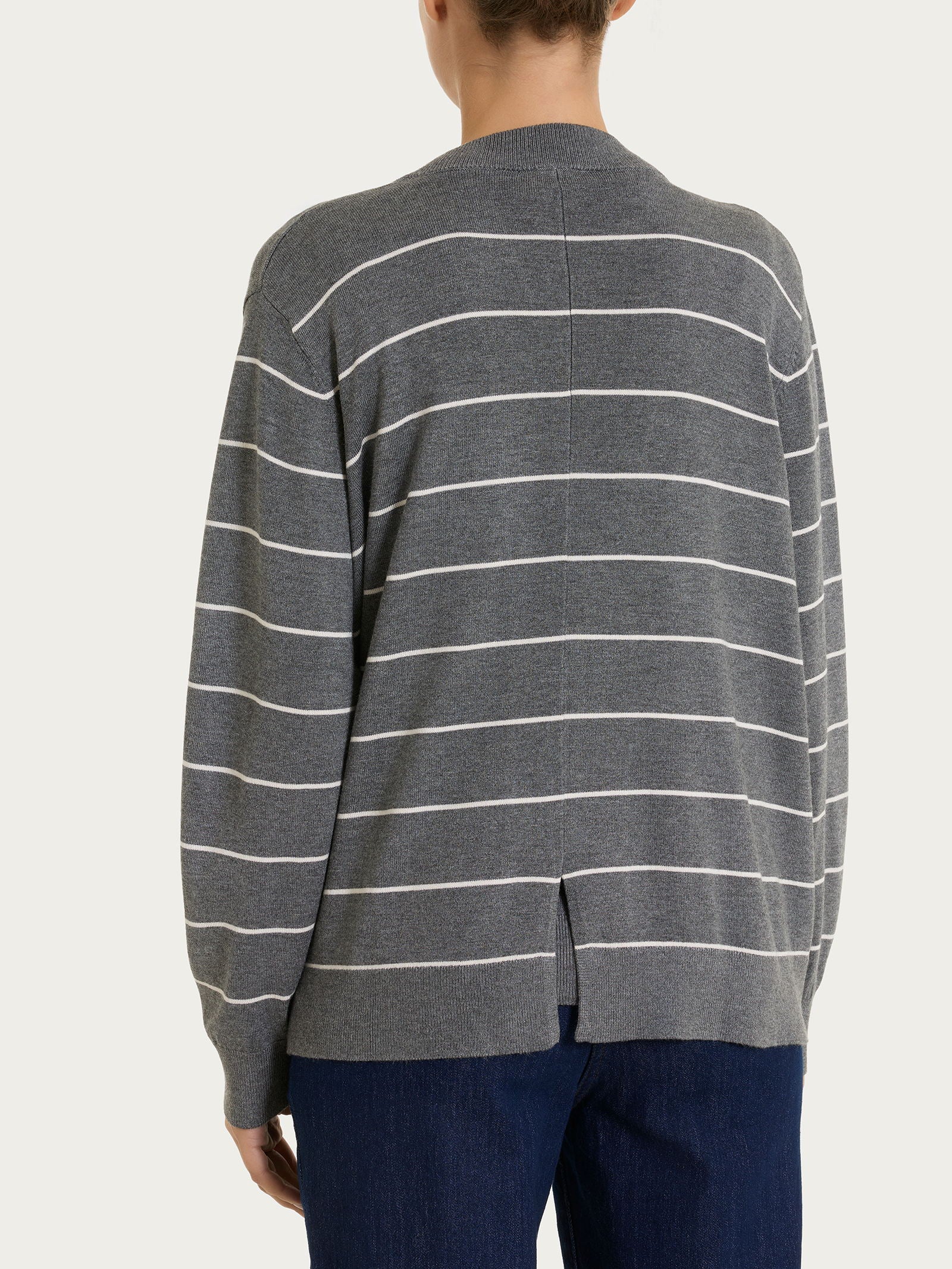 Ragno Four Seasons righe fini cardigan Fant. Ardesia viscosa