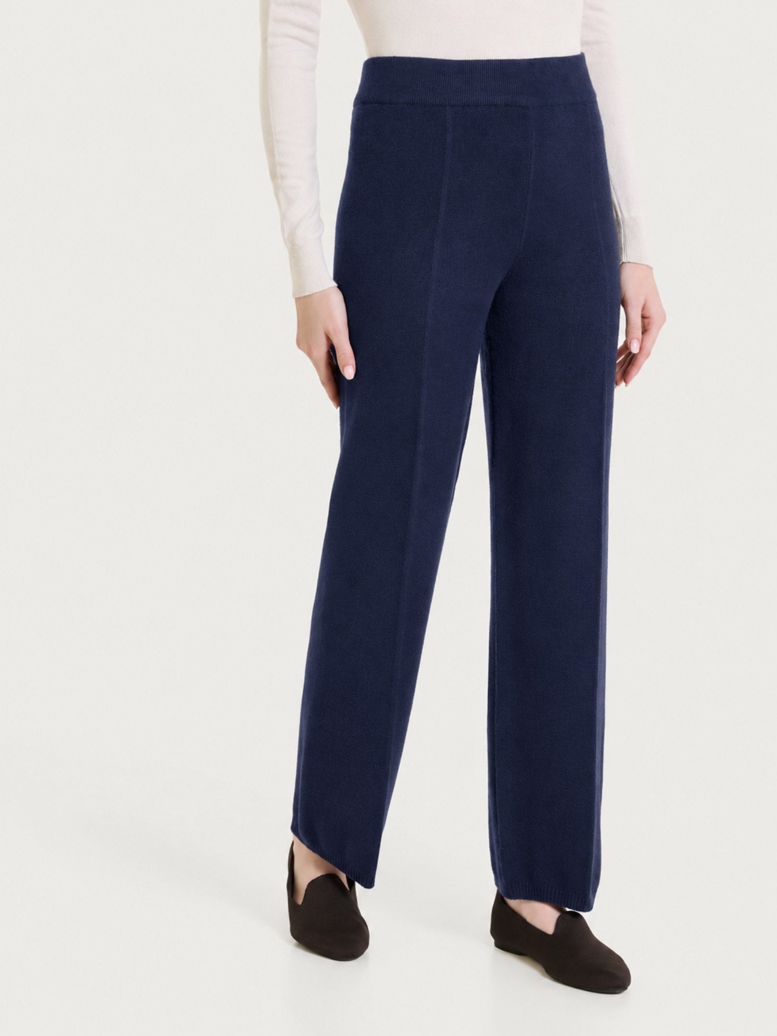 Ragno Soft Wool Pantalone Ampio Bleu wide leg lana