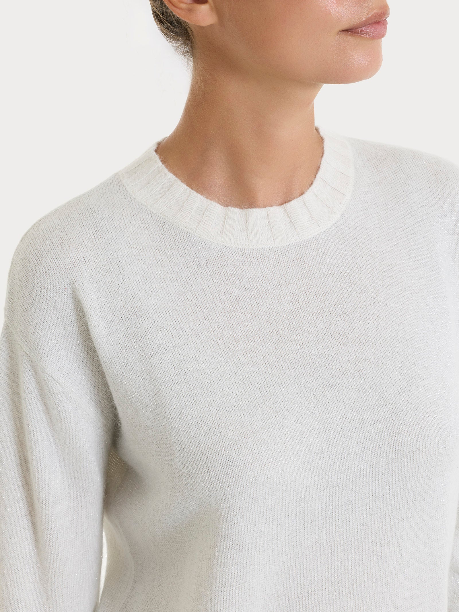 Ragno Maglia Girocollo Natural Soft Lurex Avorio viscosa