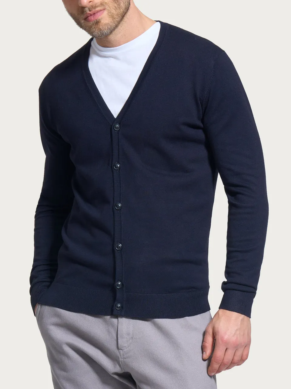 Ragno Four Seasons Cardigan Uomo Bleu Misto Viscosa Bottoni
