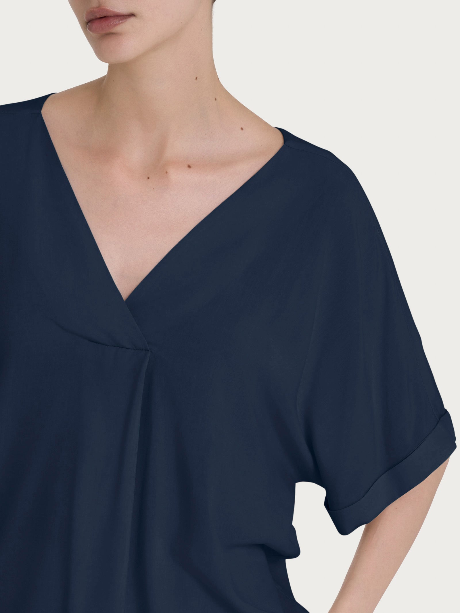Ragno Ecoseta Blusa Donna Scollo V Blu Bleu