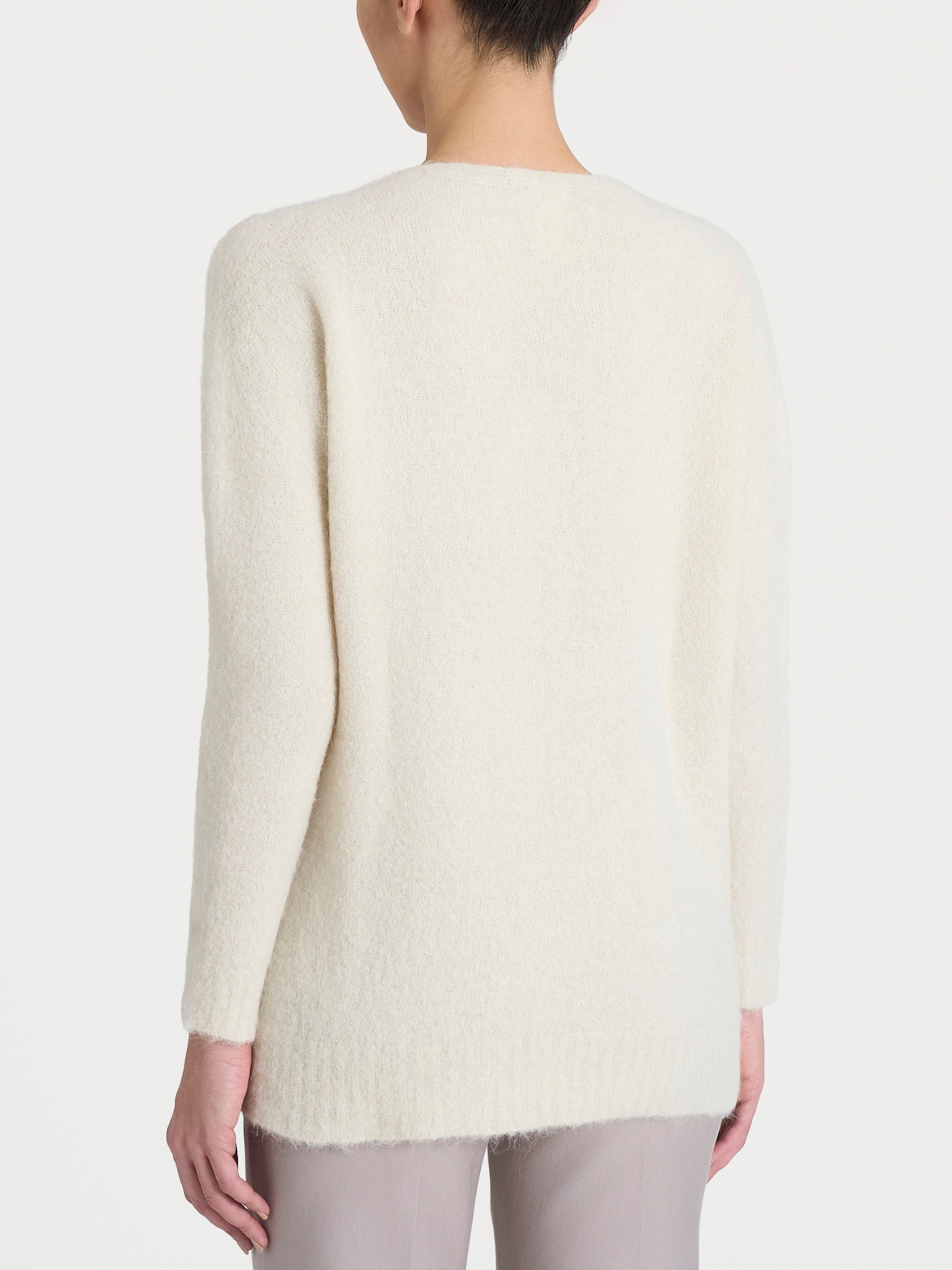 Ragno Merino Soft Maglia Scollo a V Avorio Misto Alpaca
