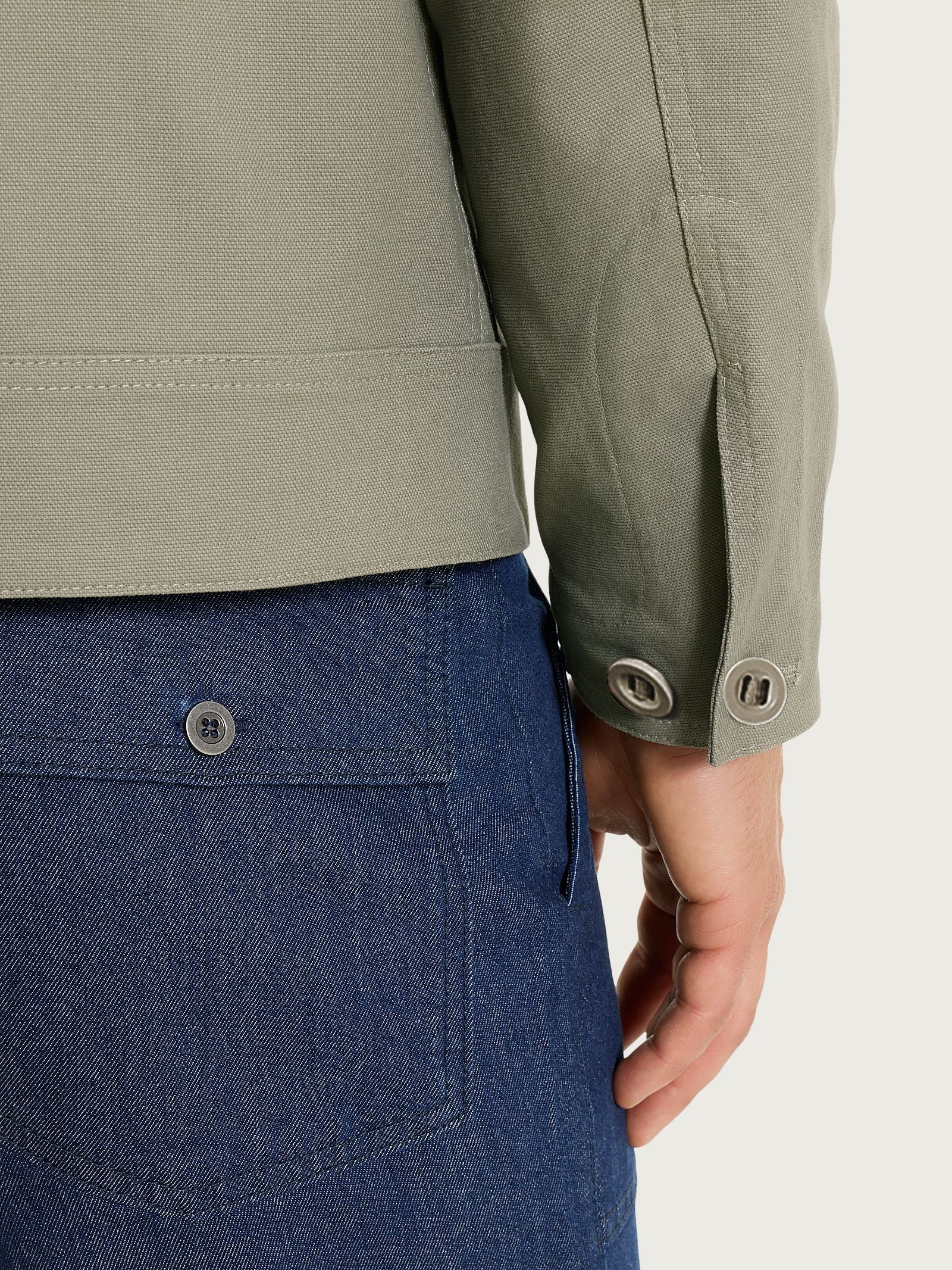 Ragno Giacca Zip Canvas Stretch Seagrass Uomo