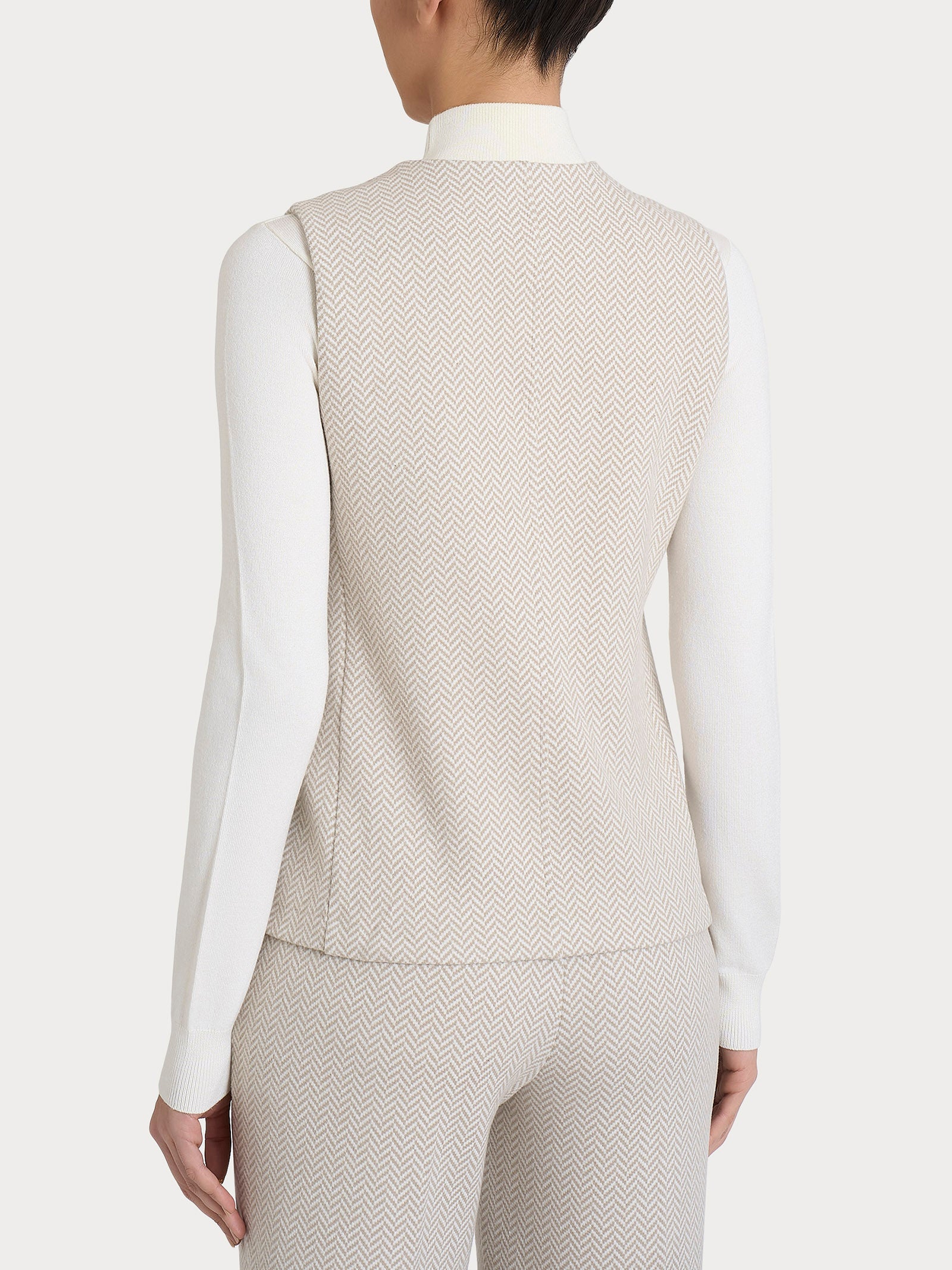 Ragno Eco Jacquard gilet donna 4 bottoni avorio