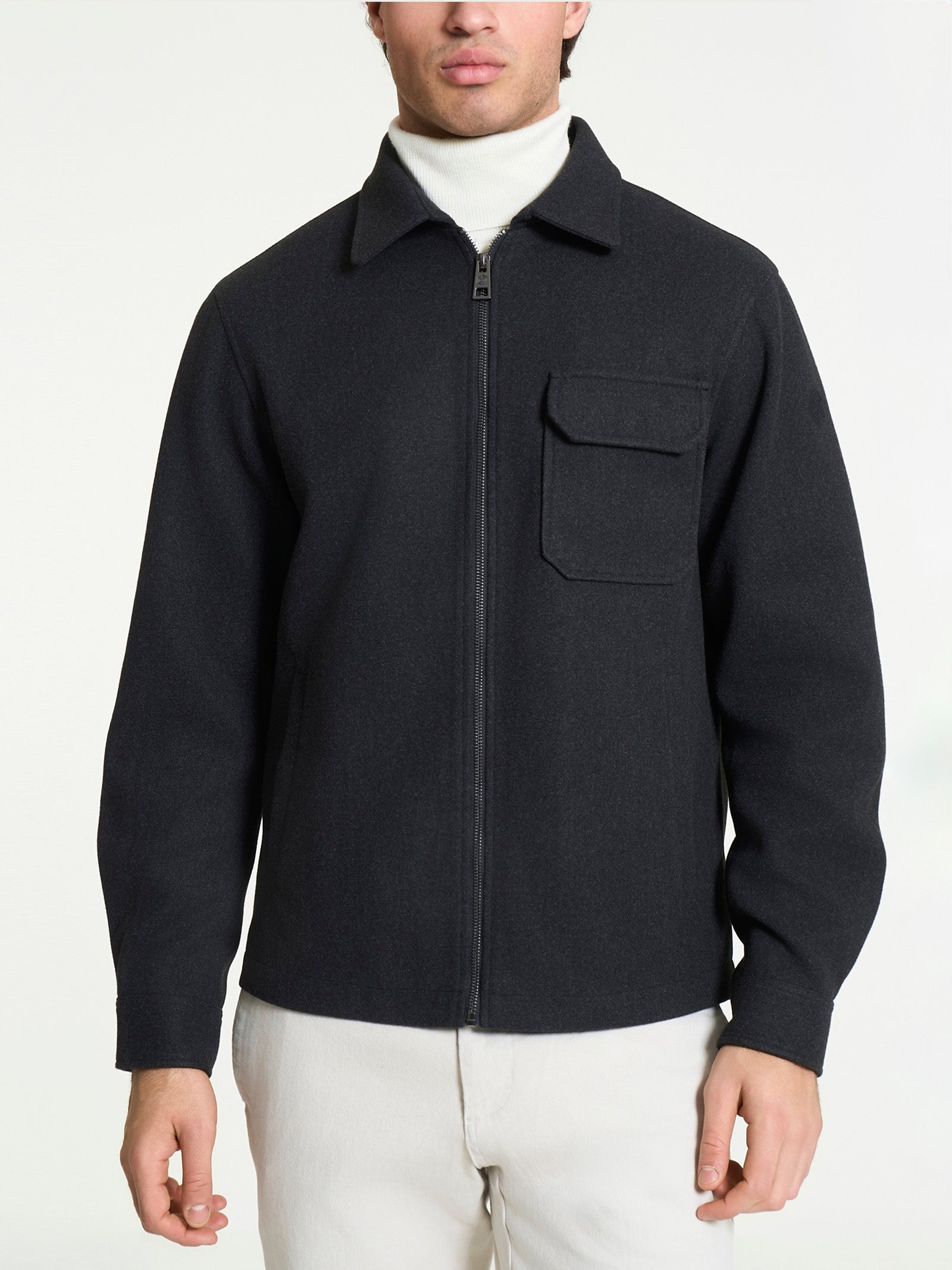 Ragno Vegan Wool collo camicia giacca uomo oscuro mel