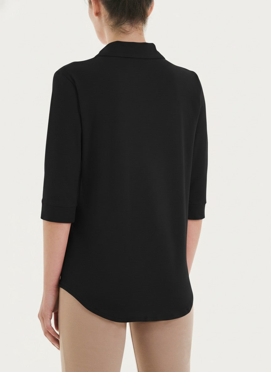 Ragno Ultralight camicia manica 3/4 cotone Nero