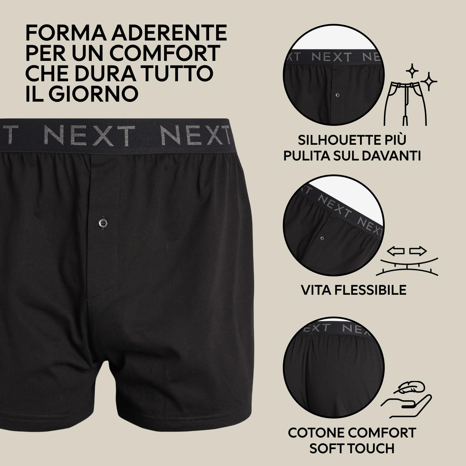 Next Boxer Uomo Jersey 100% Cotone Vestibilità Comoda