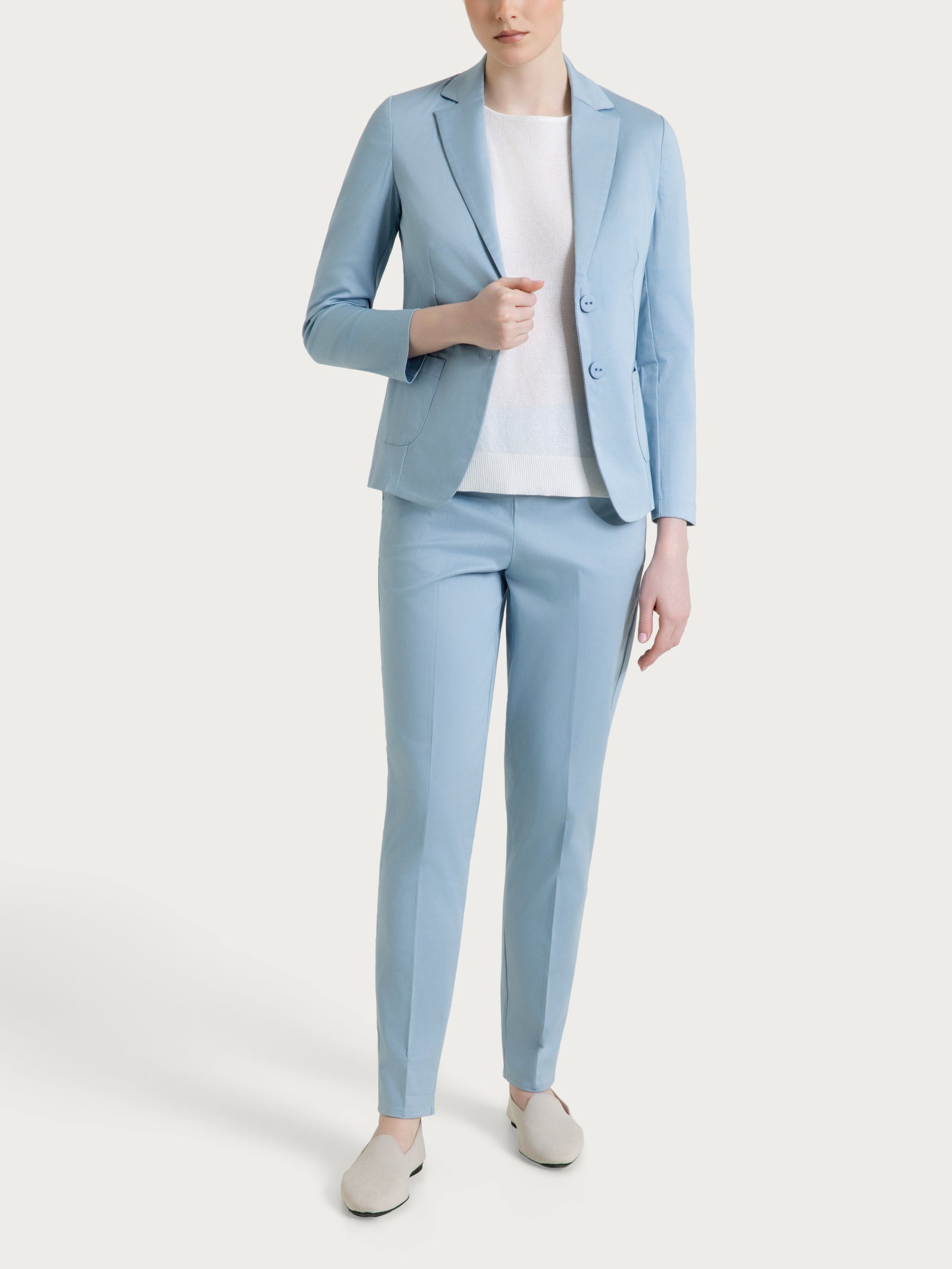 Ragno Satin Power chino slim pantalone dusty blue cotone