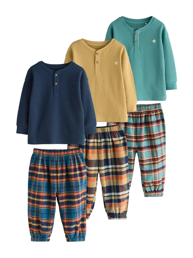 Next pigiami bambino 74-80 3 pezzi pantaloni quadri