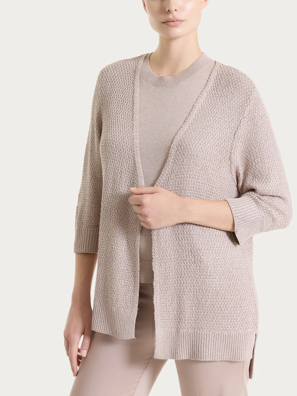 Ragno Lurex Rice Stitch Cardigan Aperto Sphinx