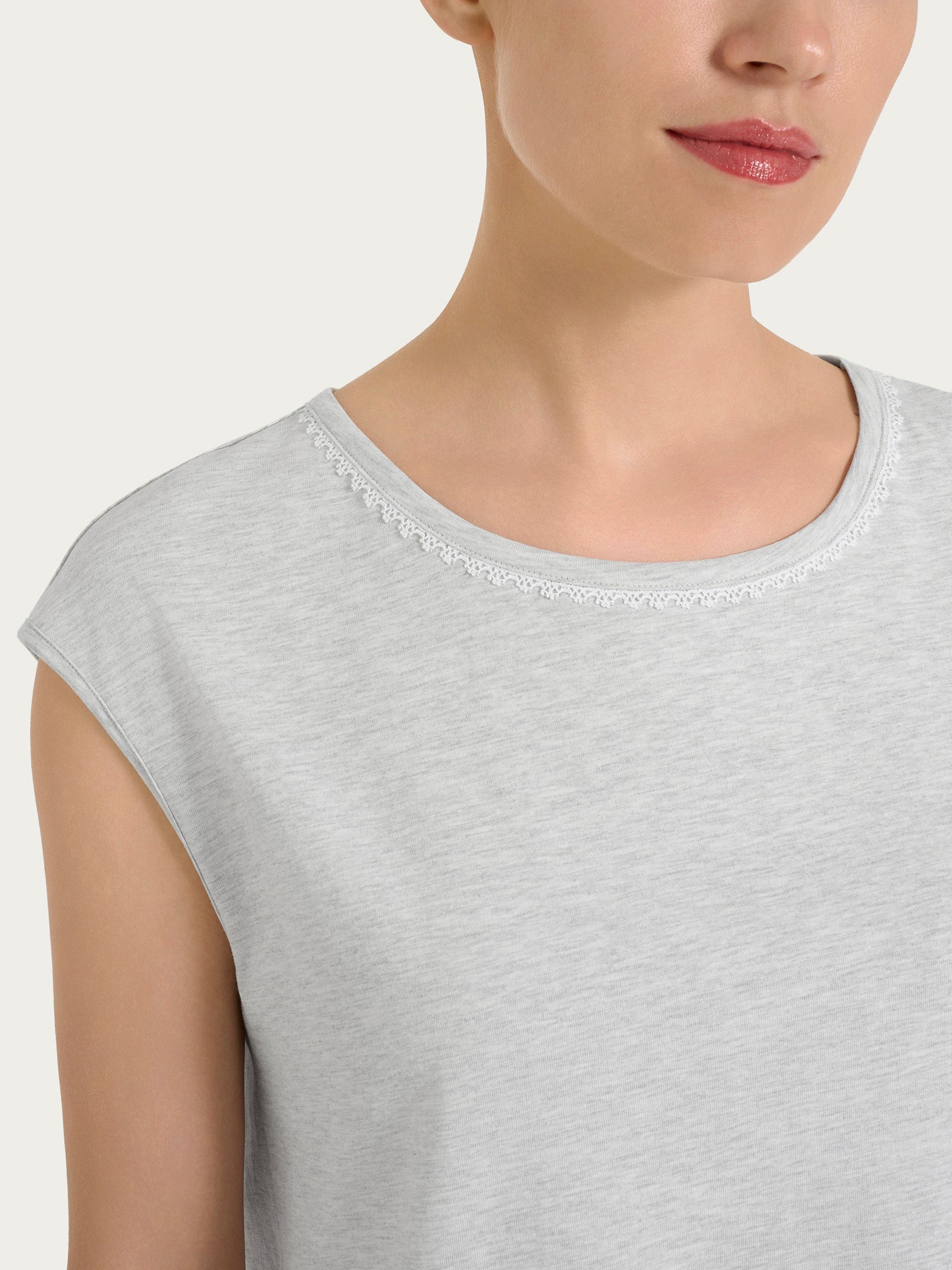 Ragno Jersey Cotone pigiama corto donna Ghiaia Melange