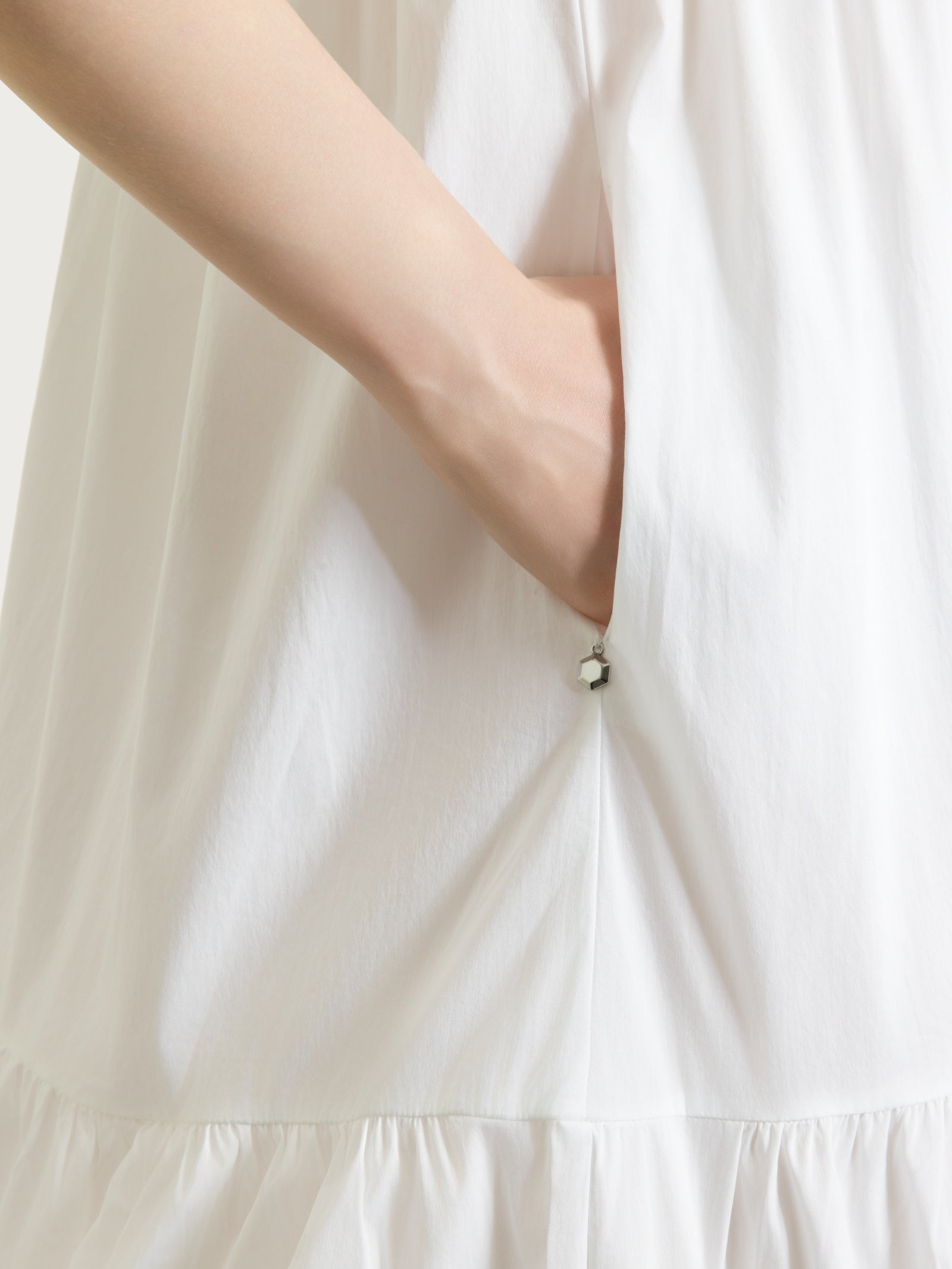 Ragno Abito poplin cotone balze Bianco scollo a V