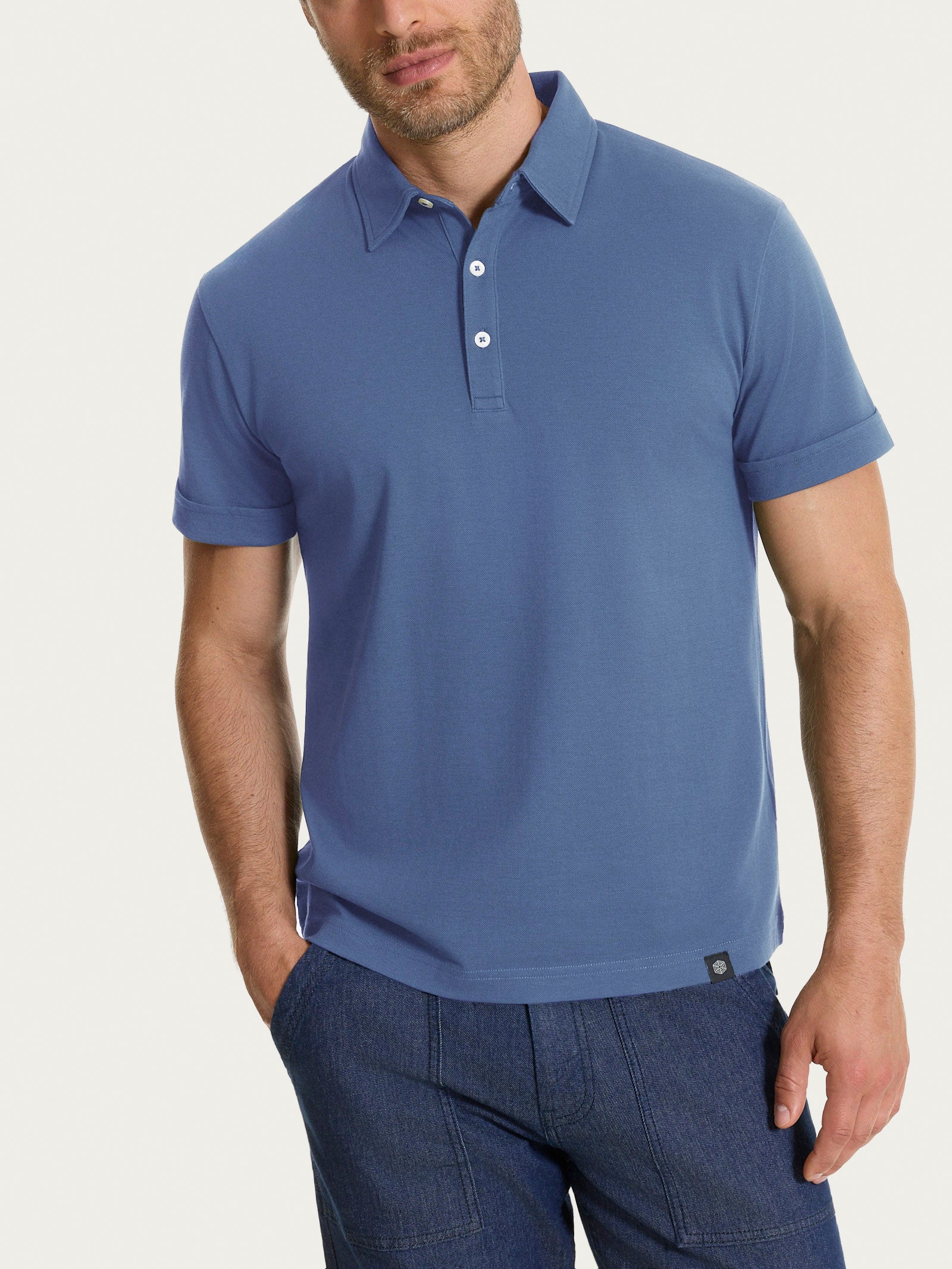 Ragno Piquet polo cotone vintage indigo manica corta