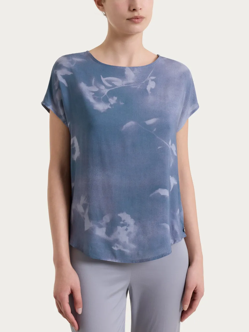 Ragno EcoSeta Blusa Manica Corta Fantasia Gray Dawn