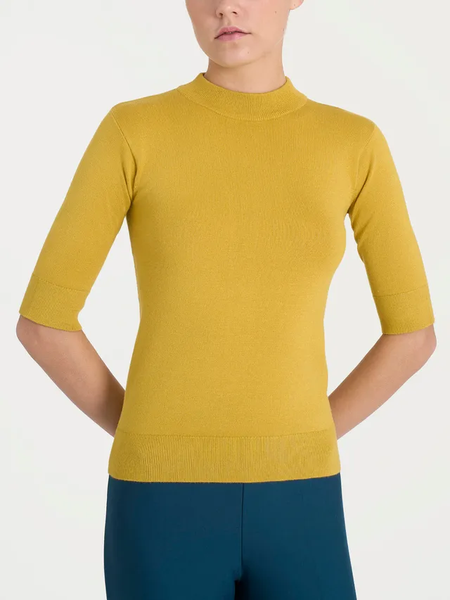 Ragno Four Seasons Lupetto manica corta donna oil yellow skinny