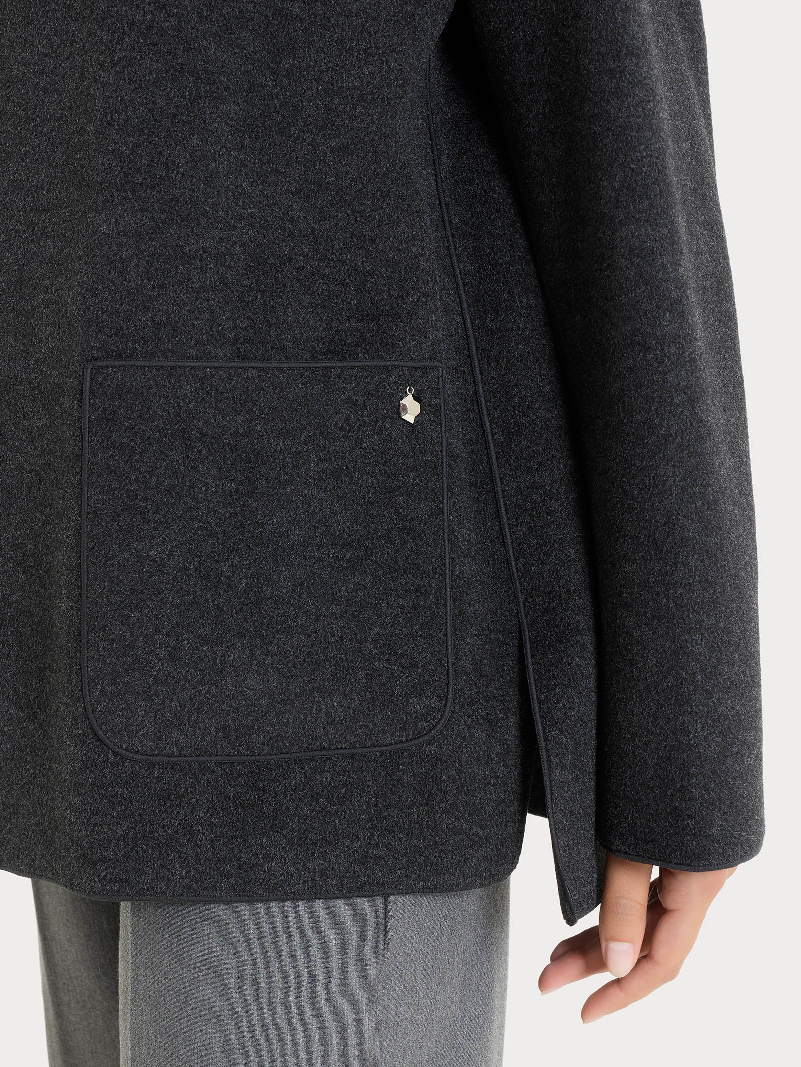 Ragno Vegan Wool Cappotto Caban Corto Oscuro Mel