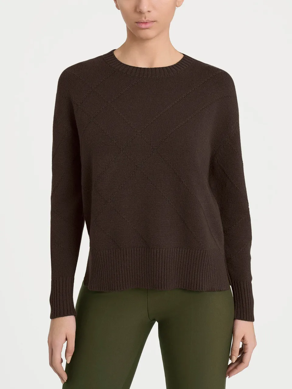 Ragno Super Soft maglia girocollo check marrone boxy