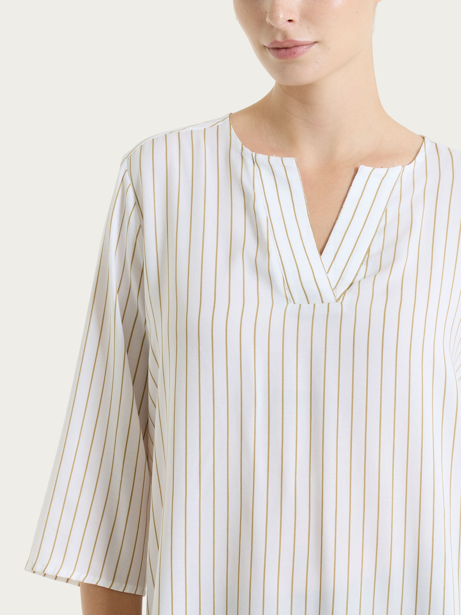 Ragno EcoSeta Blusa Righe Manica 3/4 Fant.White Fluida