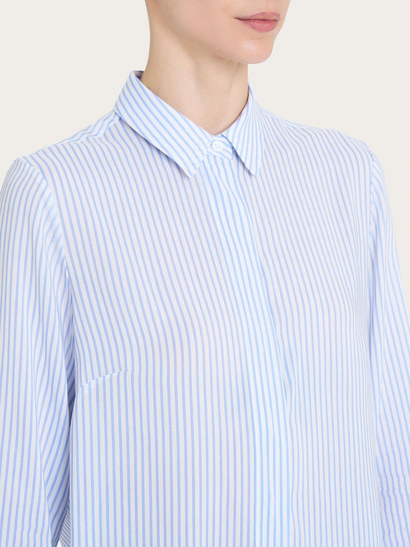 Ragno EcoSeta camicia manica lunga righe viscosa Lavender Lustre