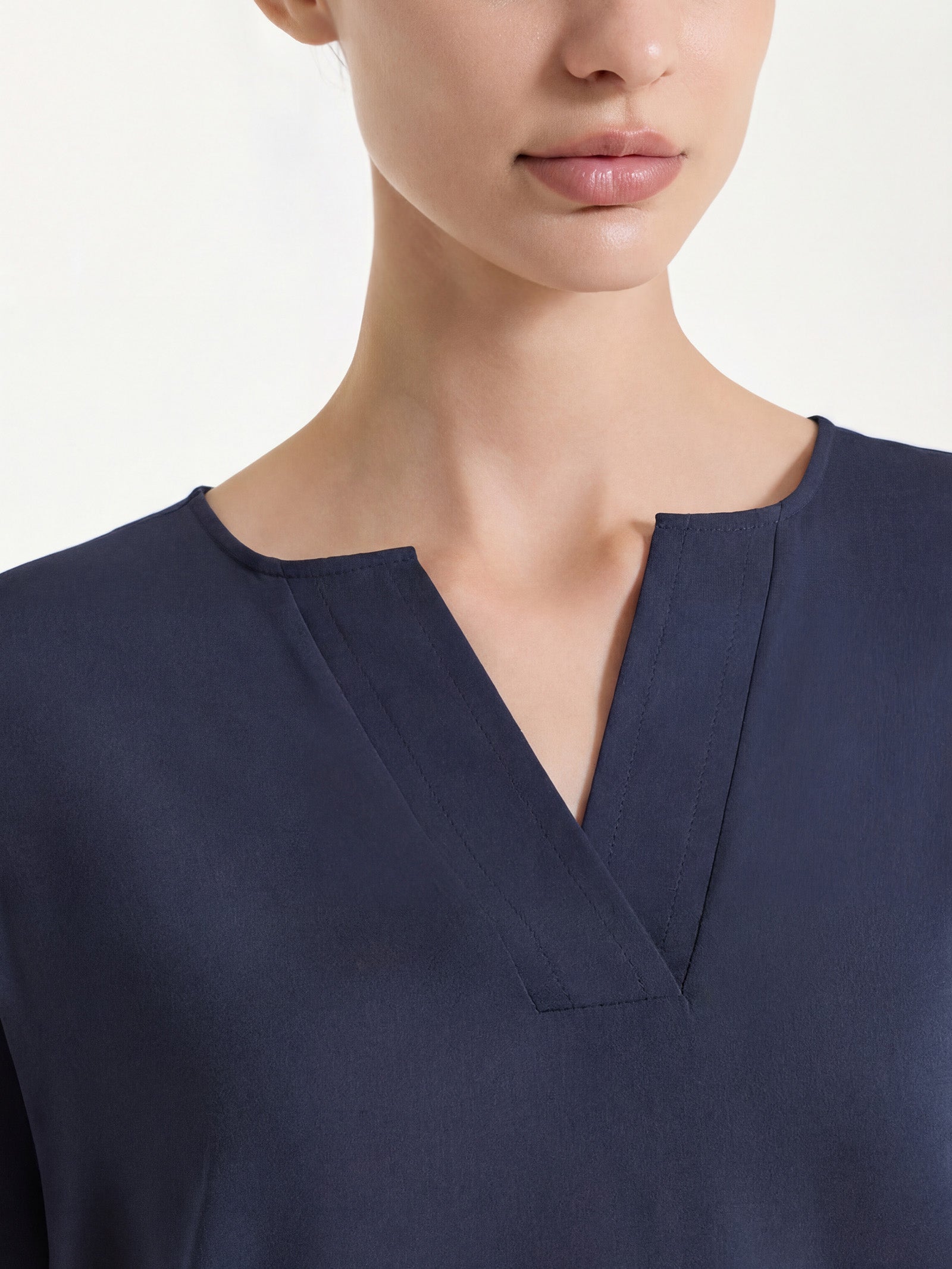 Ragno Viscosa Summer blusa scollo V Bleu voile elasticizzato