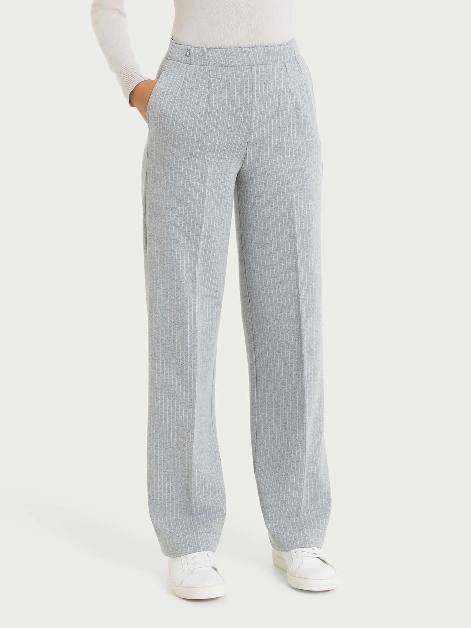 Ragno Compact pantalone ampio gessato Fant.Grigio Mel.