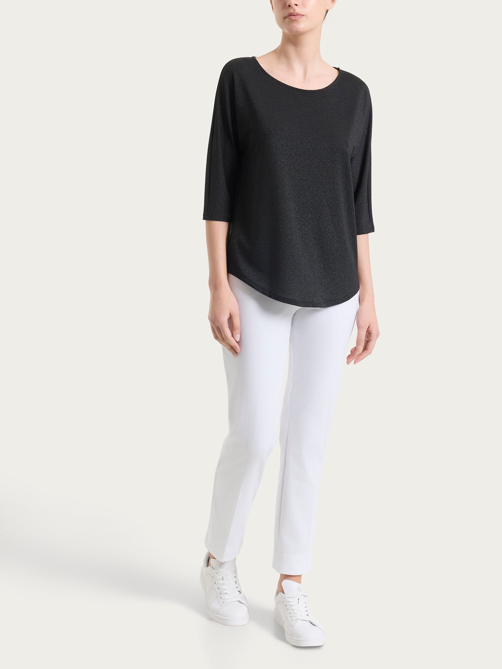 Ragno Summer Light Maglietta Kimono Nero Righe misto viscosa