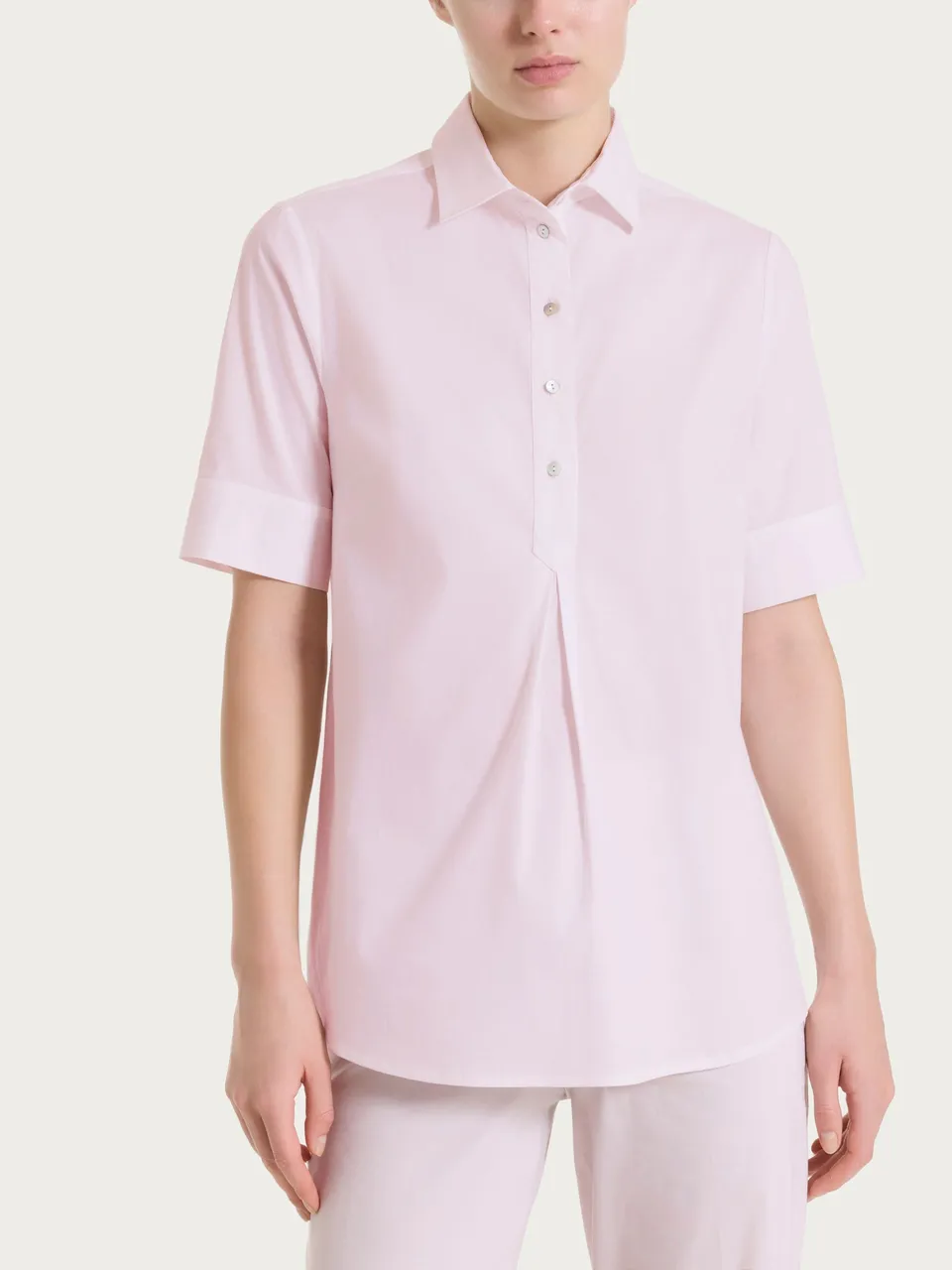 Ragno Camicia Collo Serafino Poplin Cotone Pale Lilac