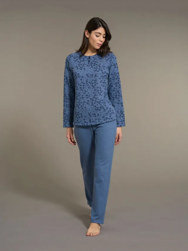 Ragno Cotton Eco Pile pigiama serafino donna denim mel.