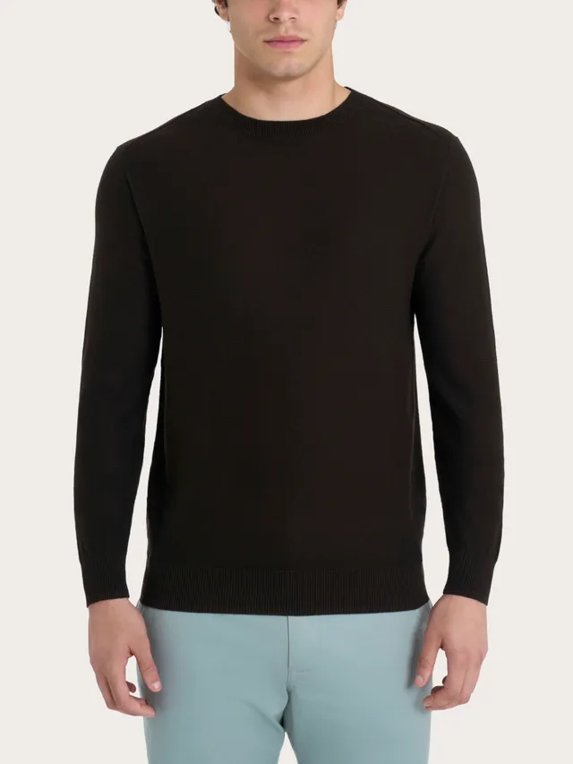 Ragno Puro Cotone maglione girocollo links chocolate