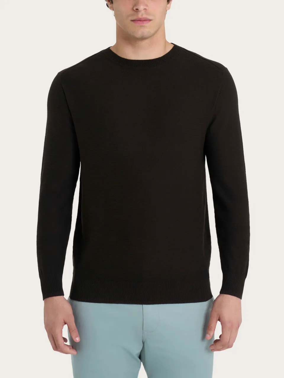 Ragno Puro Cotone maglione girocollo links chocolate