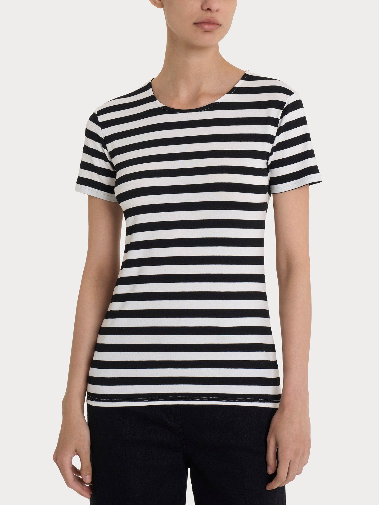 Ragno Viscosa Summer maglietta skinny nero riga pari