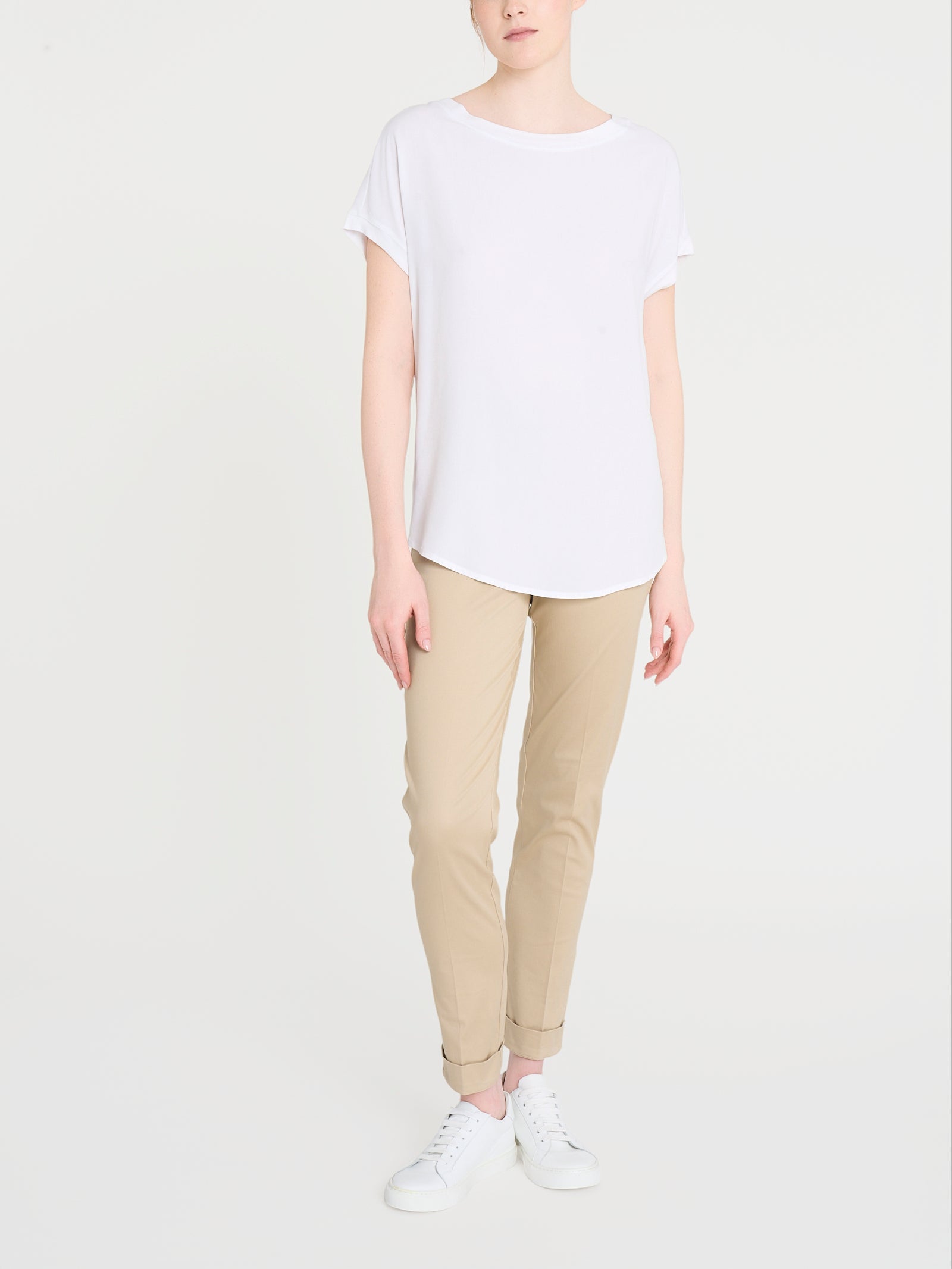 Ragno Viscosa Summer Maglietta con Manica Corta Kimono Bianco
