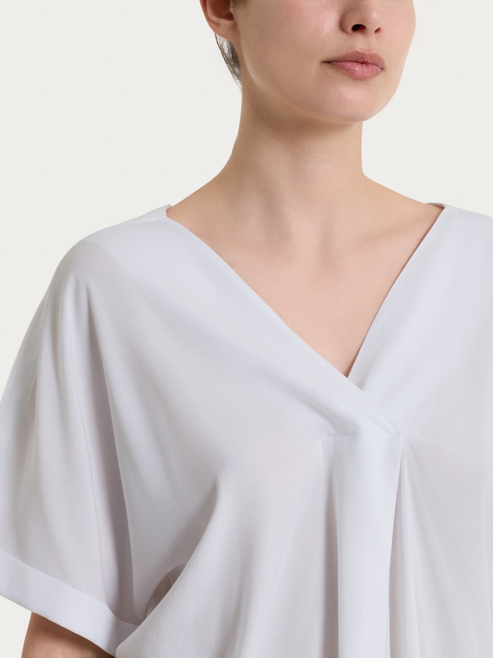 Ragno Viscosa Summer Blusa Kimono Voile Stretch camicia Bianco morbida