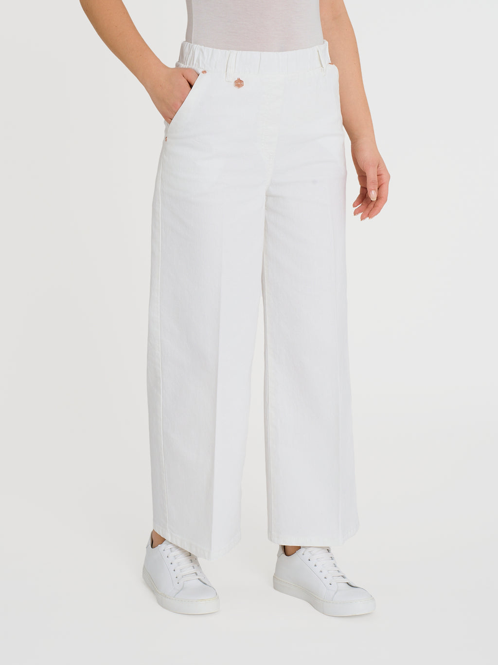 Ragno Super Denim Jeans cropped wide White leggero