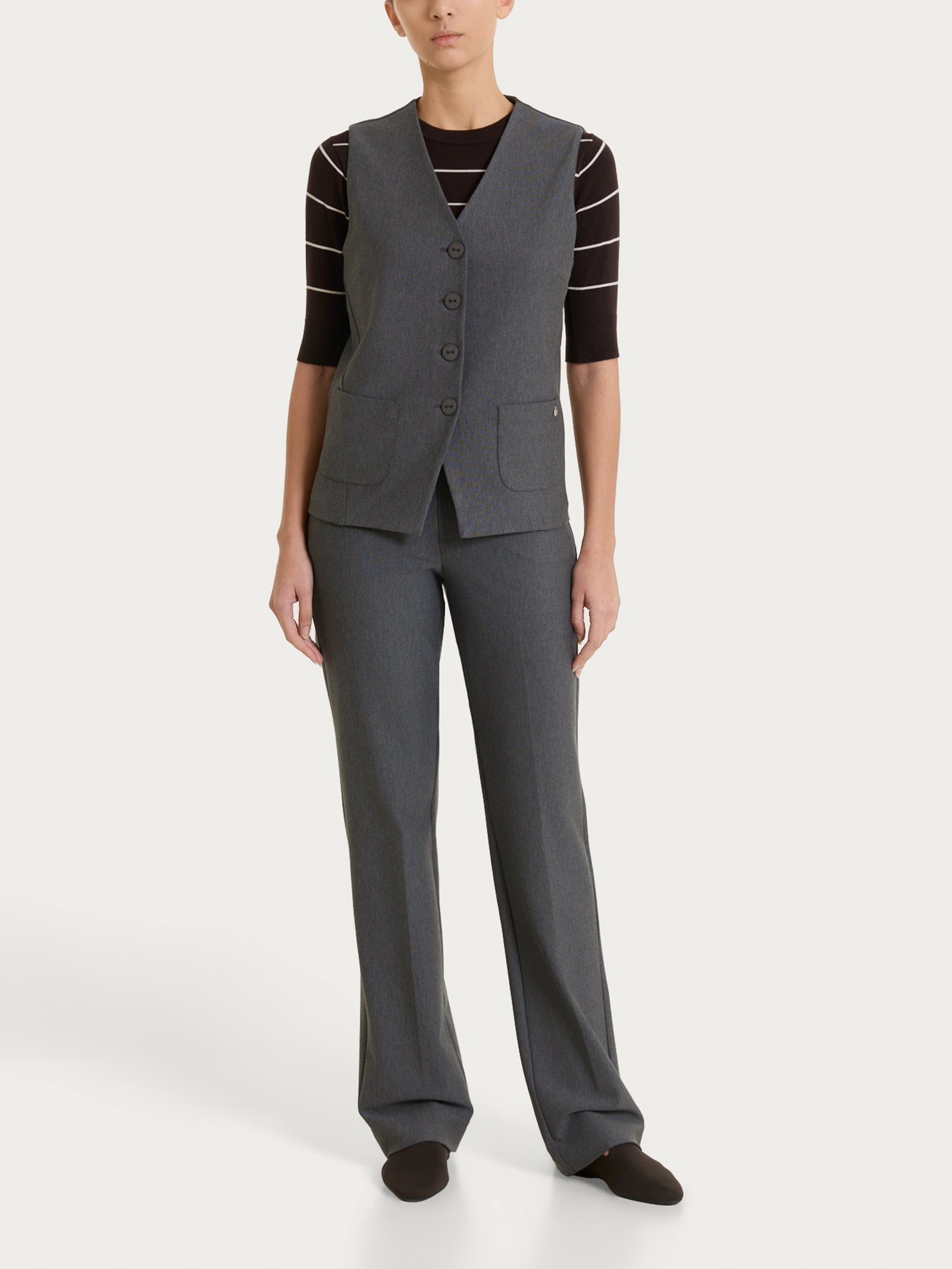 Ragno Compact Gilet con quattro bottoni nero Ardesia Mel. caldo