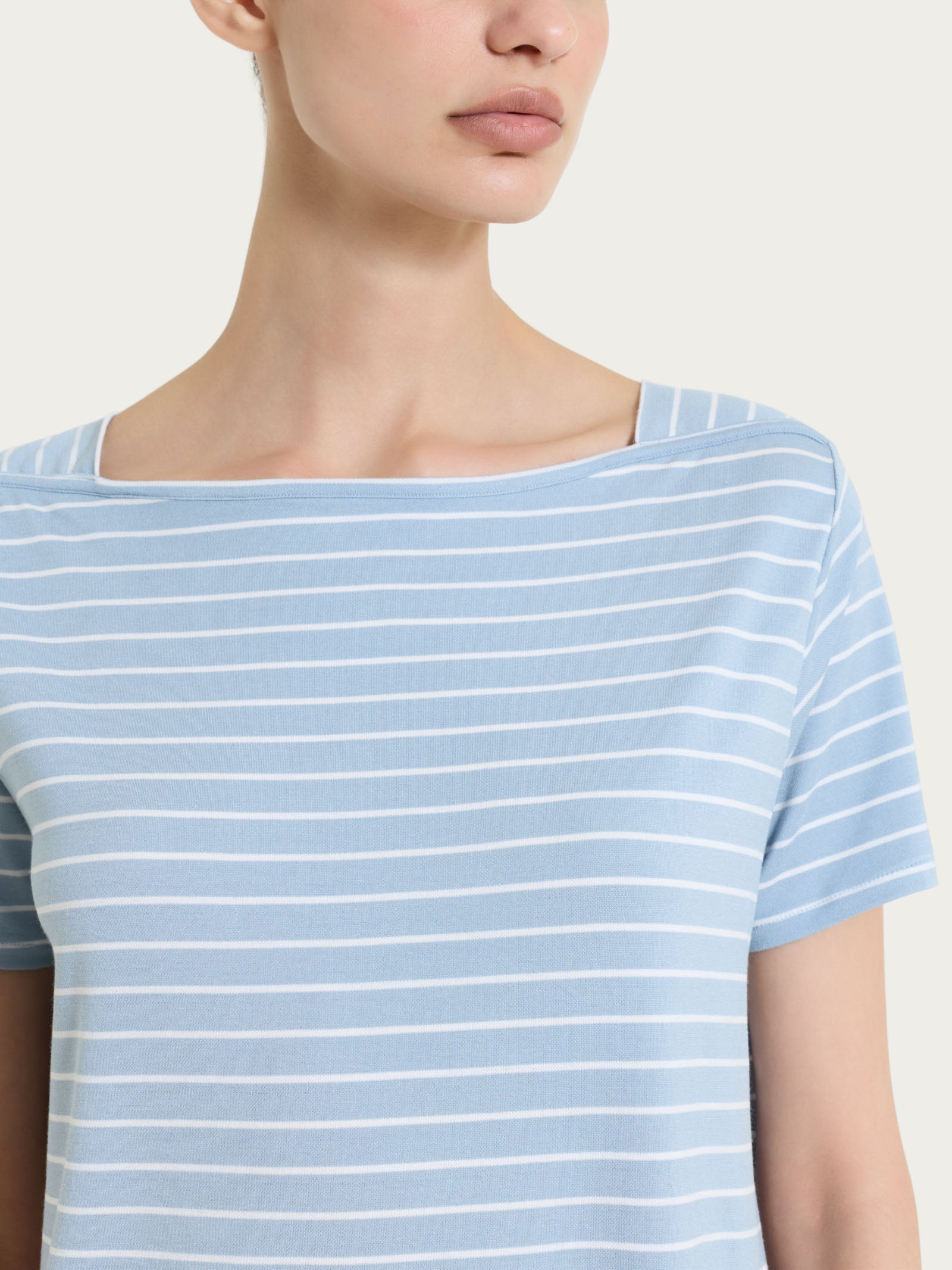 Ragno Summer Light Piquet Maglietta righe barchetta dusty blue