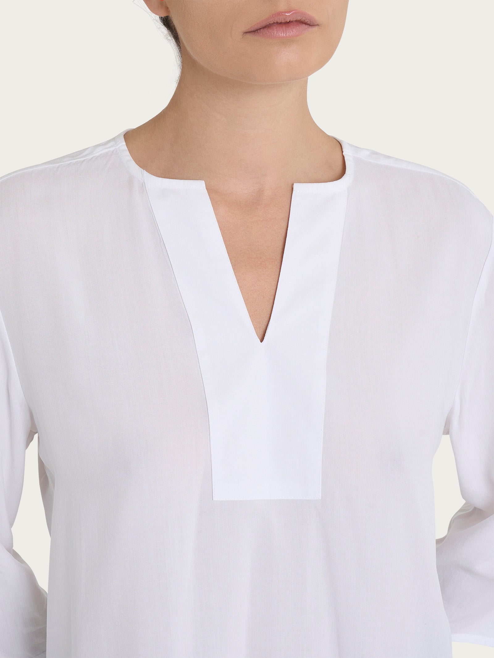 Ragno EcoSeta Blusa Scollo V Bianca Manica 3/4