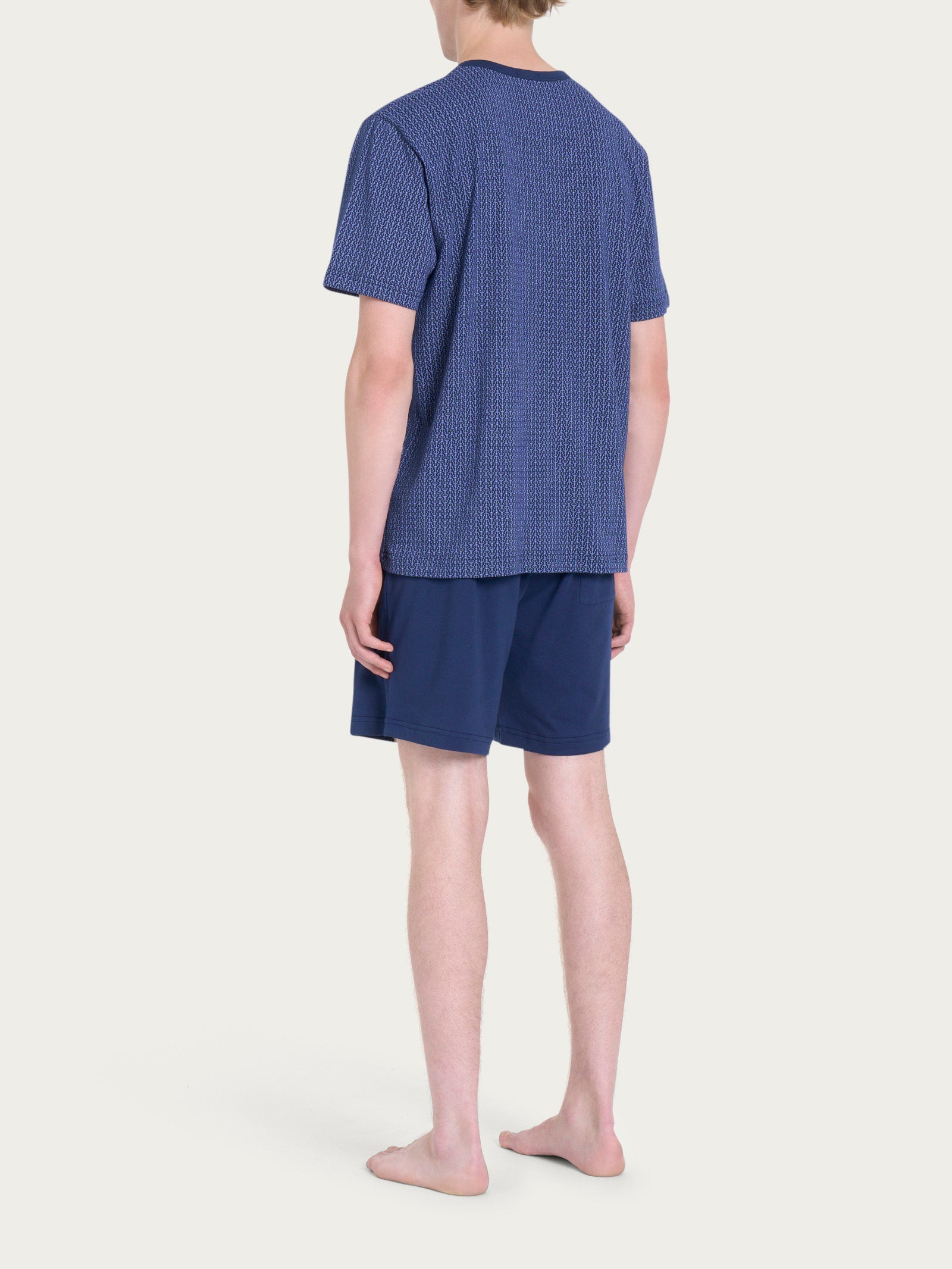 Ragno Pigiama Corto Serafino Jersey Cotone Blu Ancore
