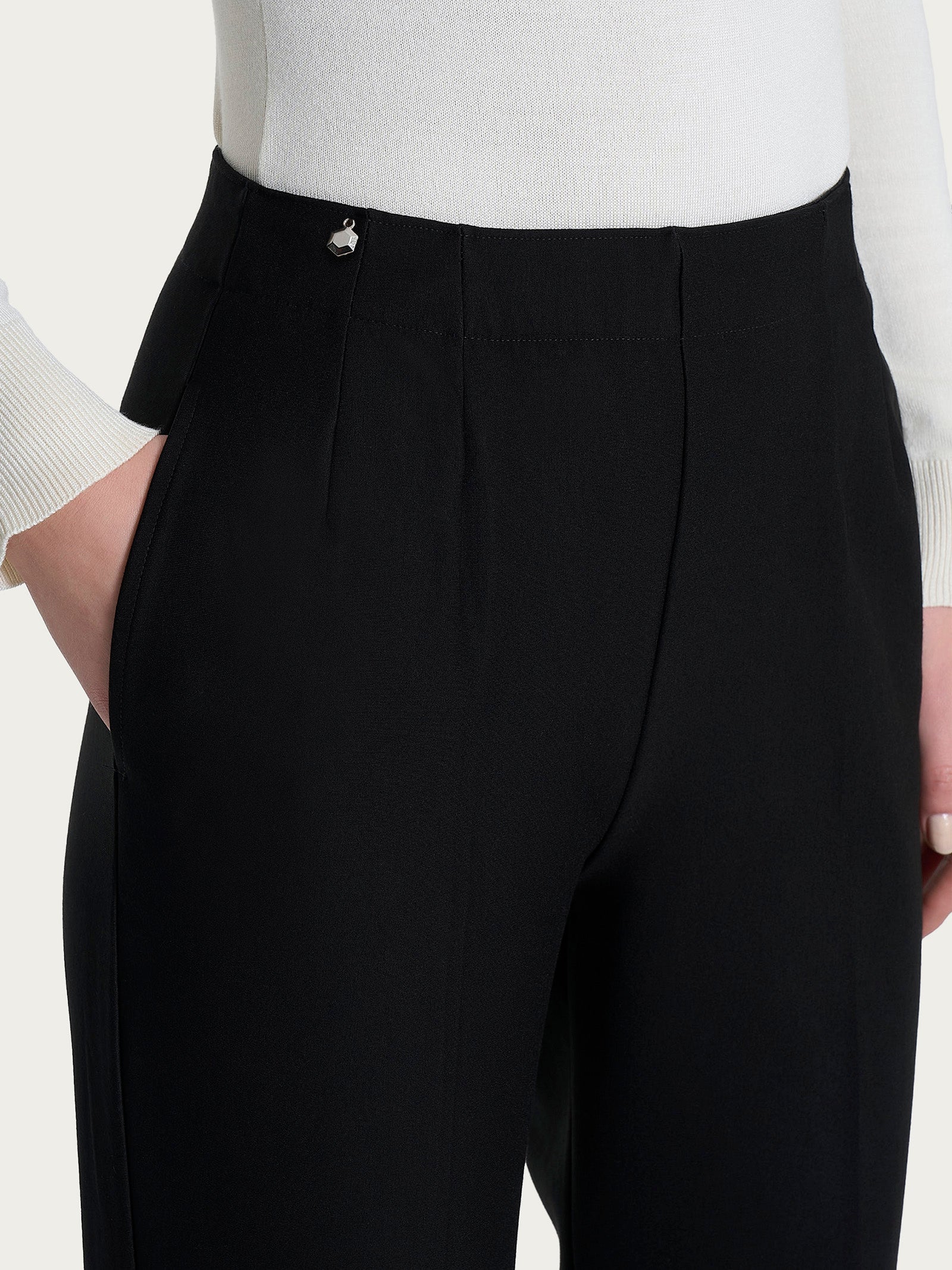 Ragno Compact pantalone carota nero punto Milano tapered