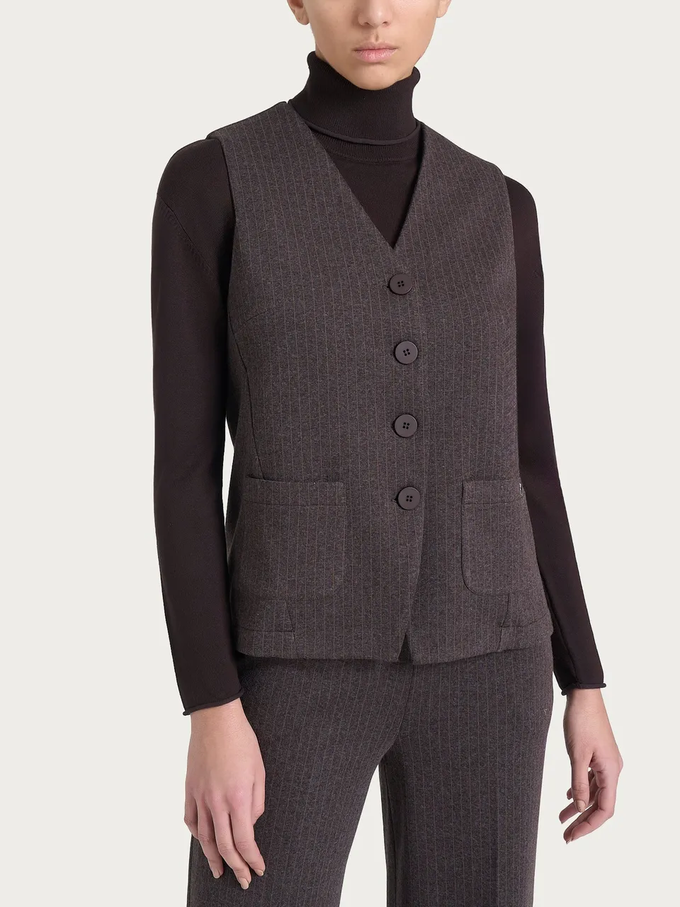 Ragno Eco Jacquard gilet gessato Fant. Chocolate viscosa