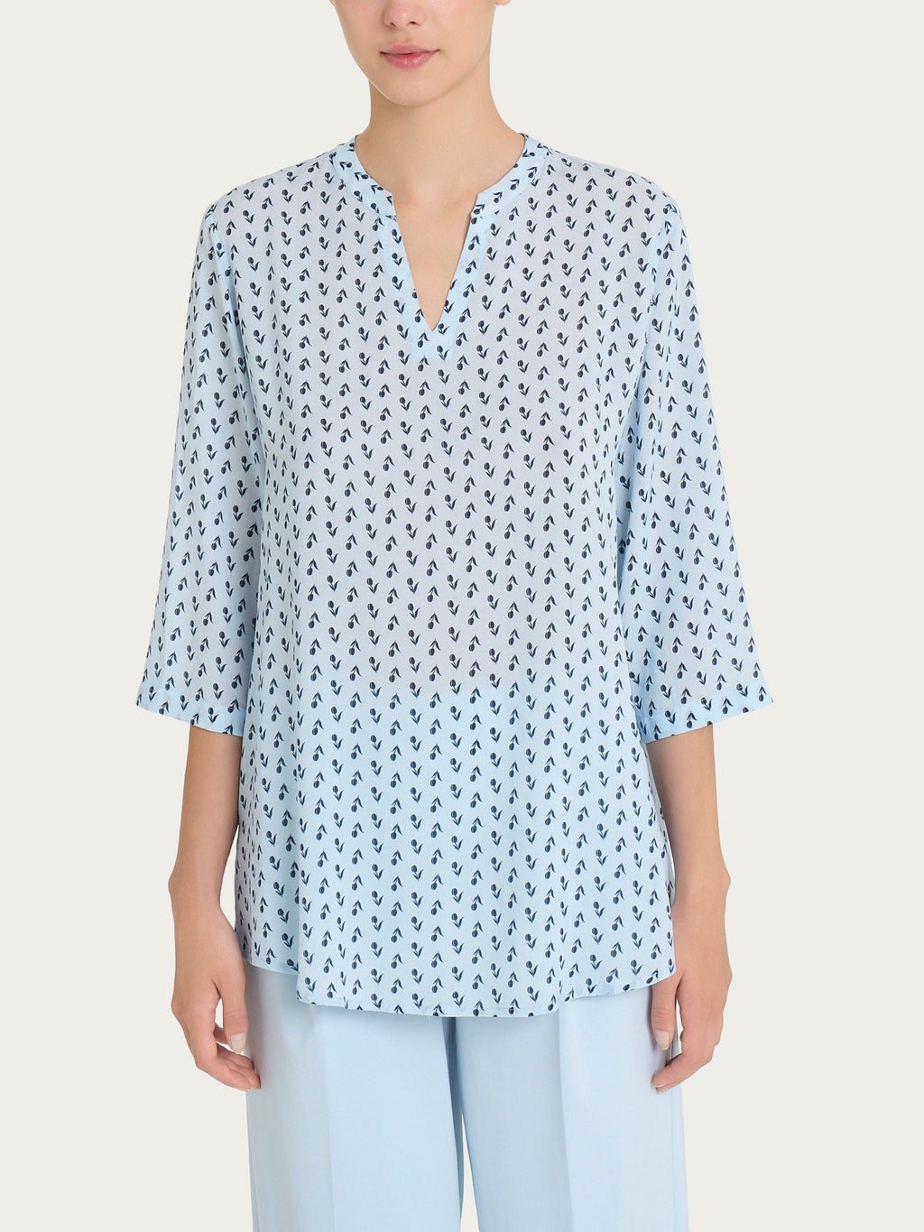Ragno EcoSeta Camicia Scollo V Donna Fantasia Skyway