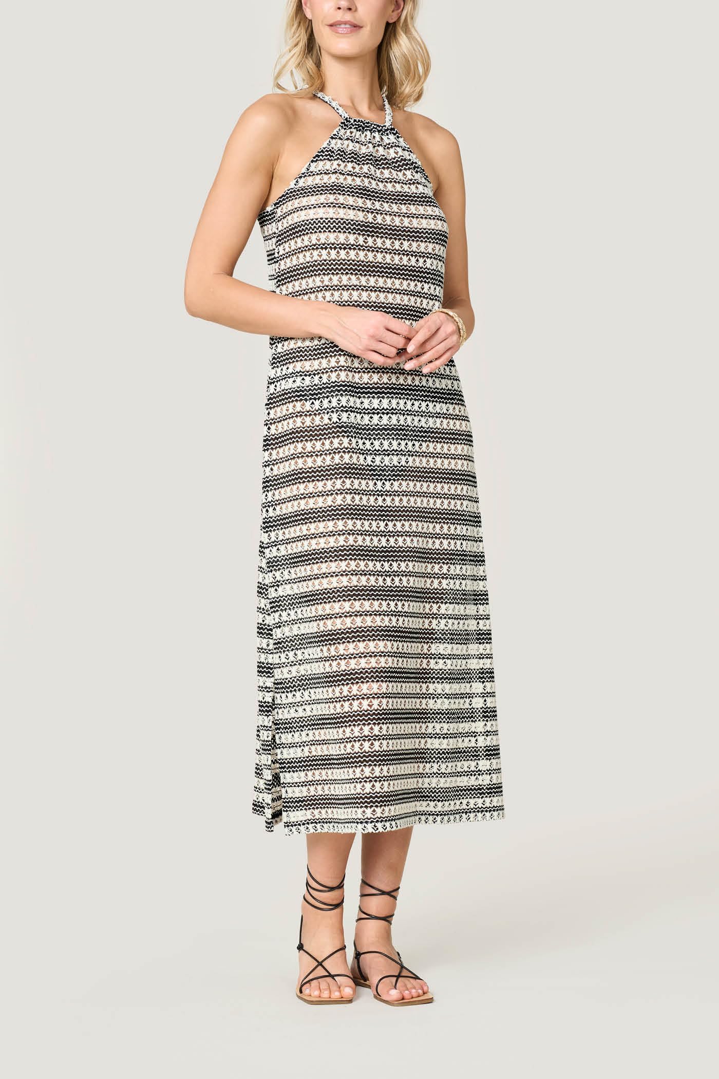 Goldenpoint Allure copricostume abito lungo rete bicolor